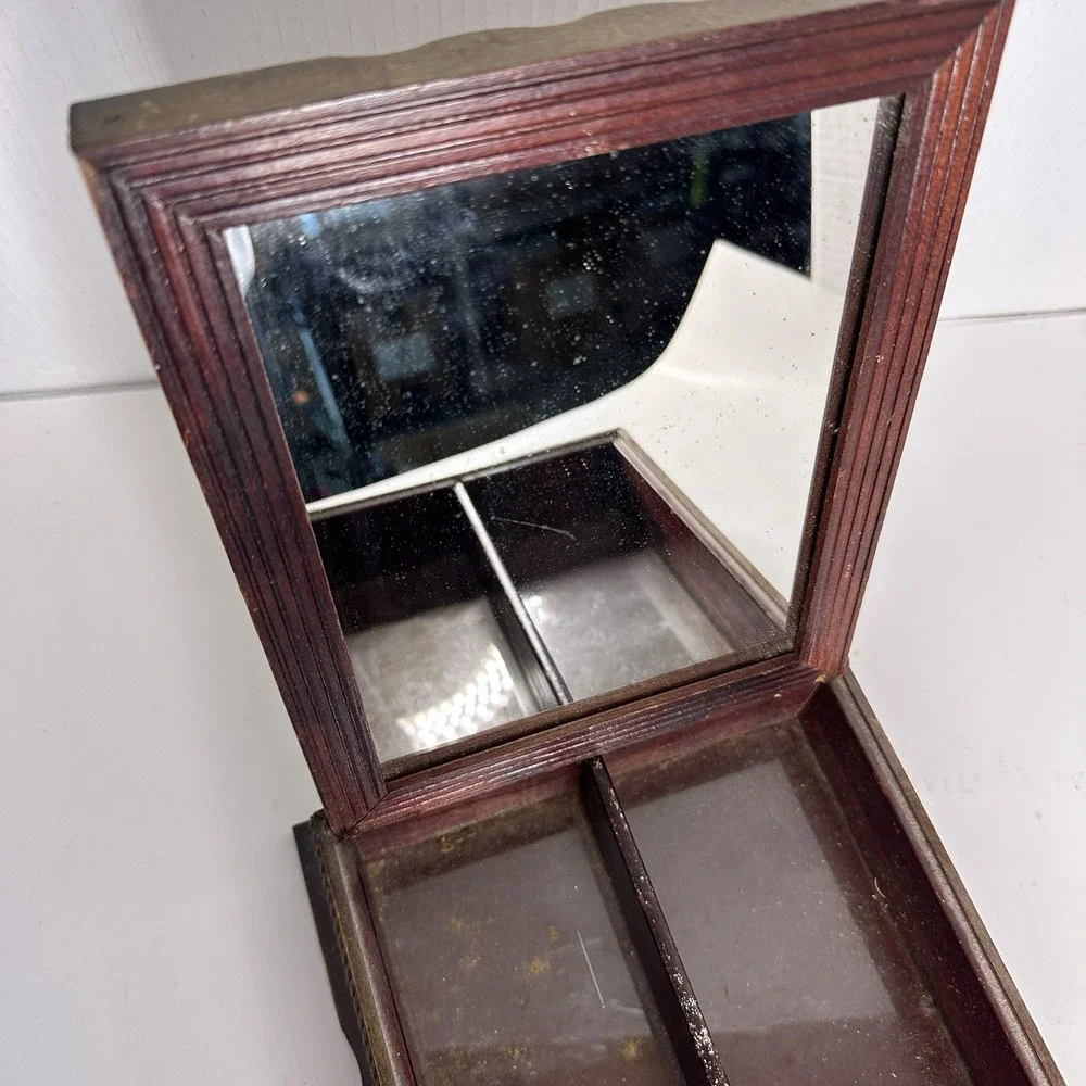 Wooden Botanical Antique Floral Vanity Box, Jewelry, Trinkets, Etc.‎